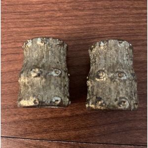 Brass Barrel Tree Stump Shaped Salt Pepper Shaker Brass Miniature Screws Vintage